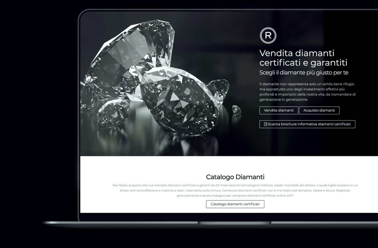 realizzazione e-commerce sito web diamanti